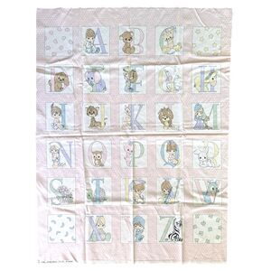 Vtg Pink Precious Moments 1089 Alphabet Fabric Panel Sew For Baby Crib Spectrix